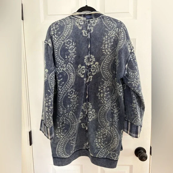 Pilcro Anthropologie Quilted Kimono Jacket Open Cardigan Xxs/xs Women’s Navy - Picture 5 of 6